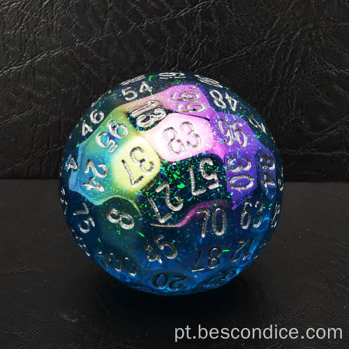 BESCON PLABELAÇÃO DE 100 LADOS, DICE DICE DO GAME D100, Solidral Solidral 100 lados Dados de 45 mm de diâmetro (1,8 polegada)